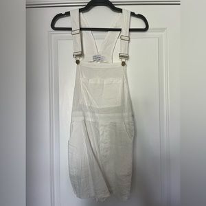 WeWoreWhat Cream Linen Short Overalls. Size S